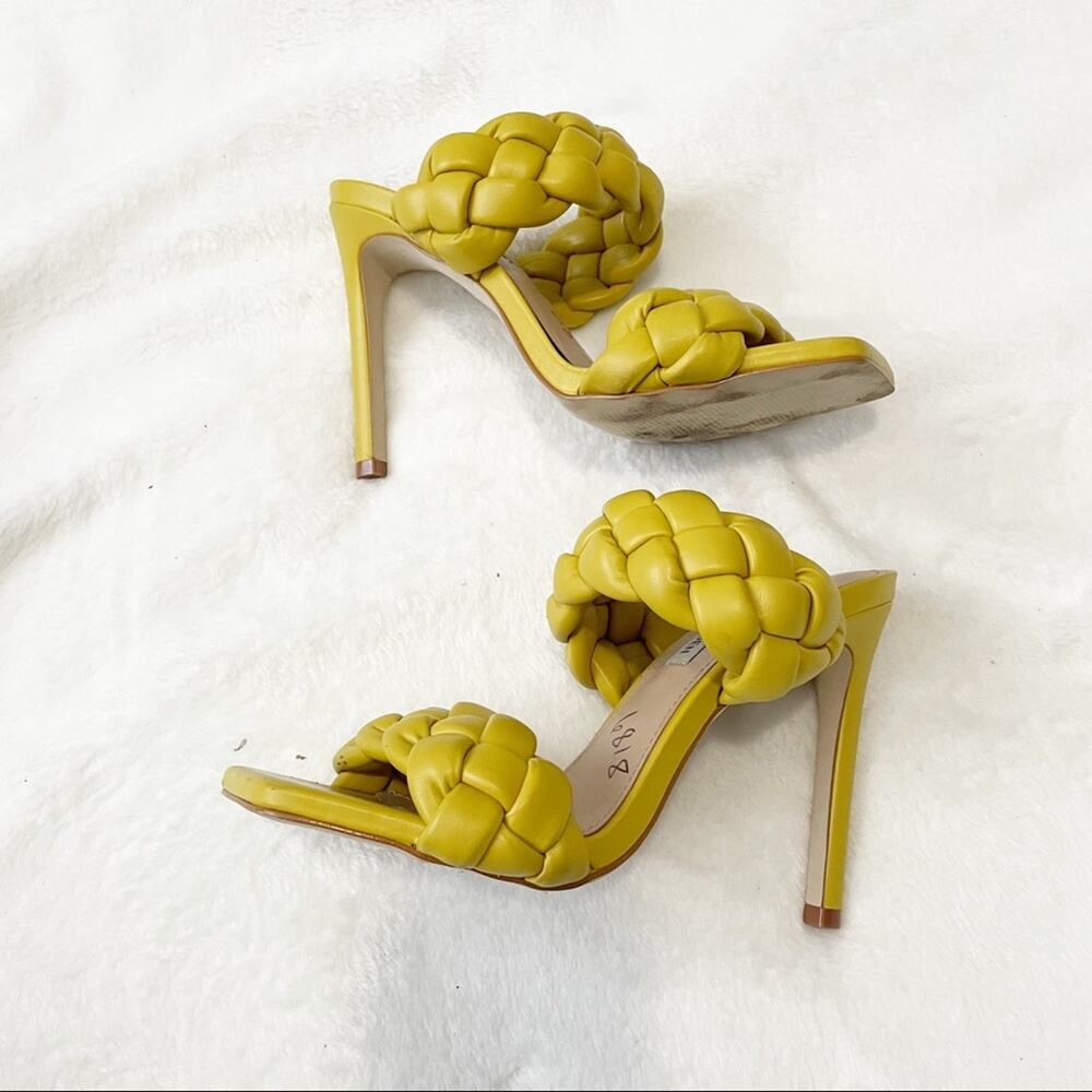 Steve Madden Kenley Citron yellow heeled sandal braided leather size 7 - Picture 8 of 8